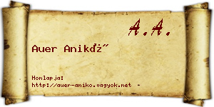 Auer Anikó névjegykártya